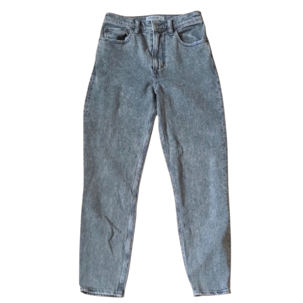 Abercrombie & Fitch The Mom High Rise Heathered Grey Jeans